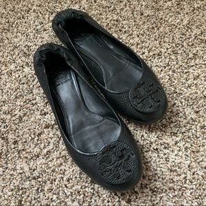 Tory Burch Black Leather Flats